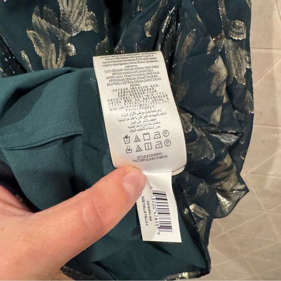 BCBGMAXAZRIA Asymmetric Faux Wrap Dress in Fern Combo 4 - Picture 11 of 13